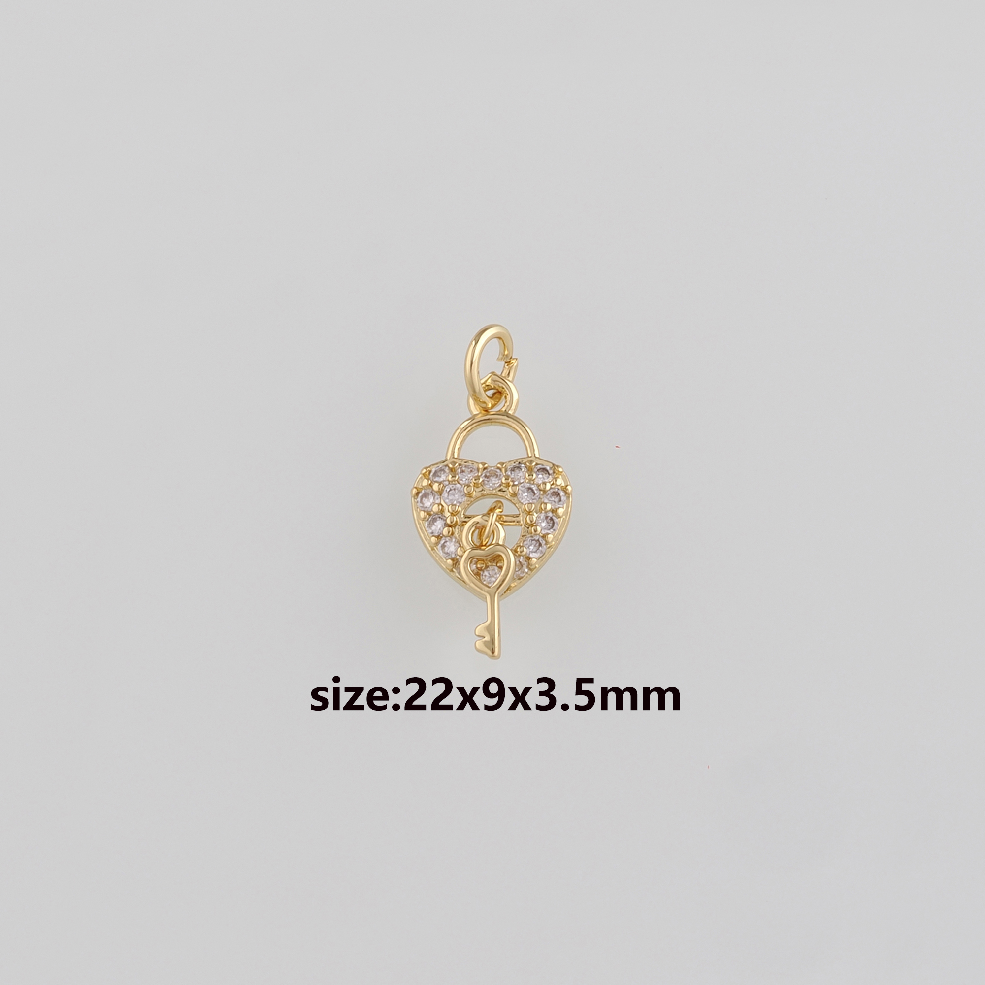 18K Gold Filled Heart Lock Pendant,CZ Micro Pave Lock Charm Earrings Necklace for DIY Jewelry Making Supply