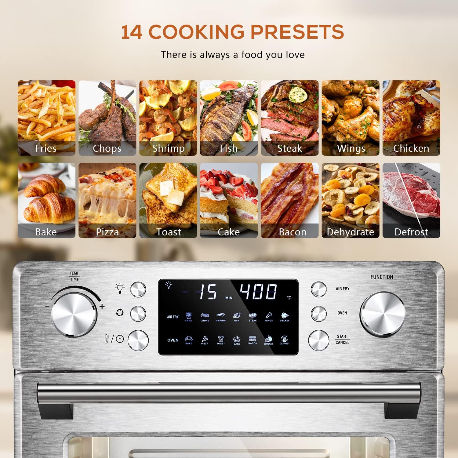 26.4QT Air Fryer Oven, 2 in 1 Toaster Oven Air Fryer Combo 5A502