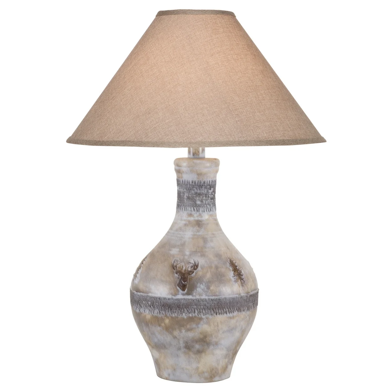 Niek 30 Inch Hydrocal Table Lamp Empire Shade Urn Base Oak White Finish- Saltoro Sherpi