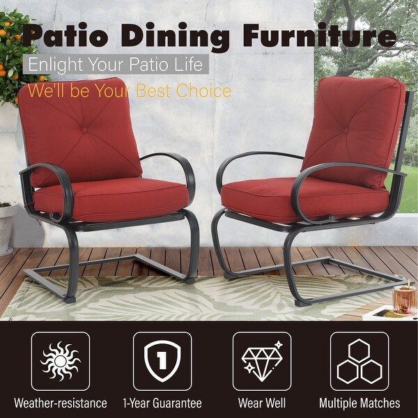 3piece Patio Bistro Furniture Set,Cspring Chairs and Patio Side table with Umbrella Hole