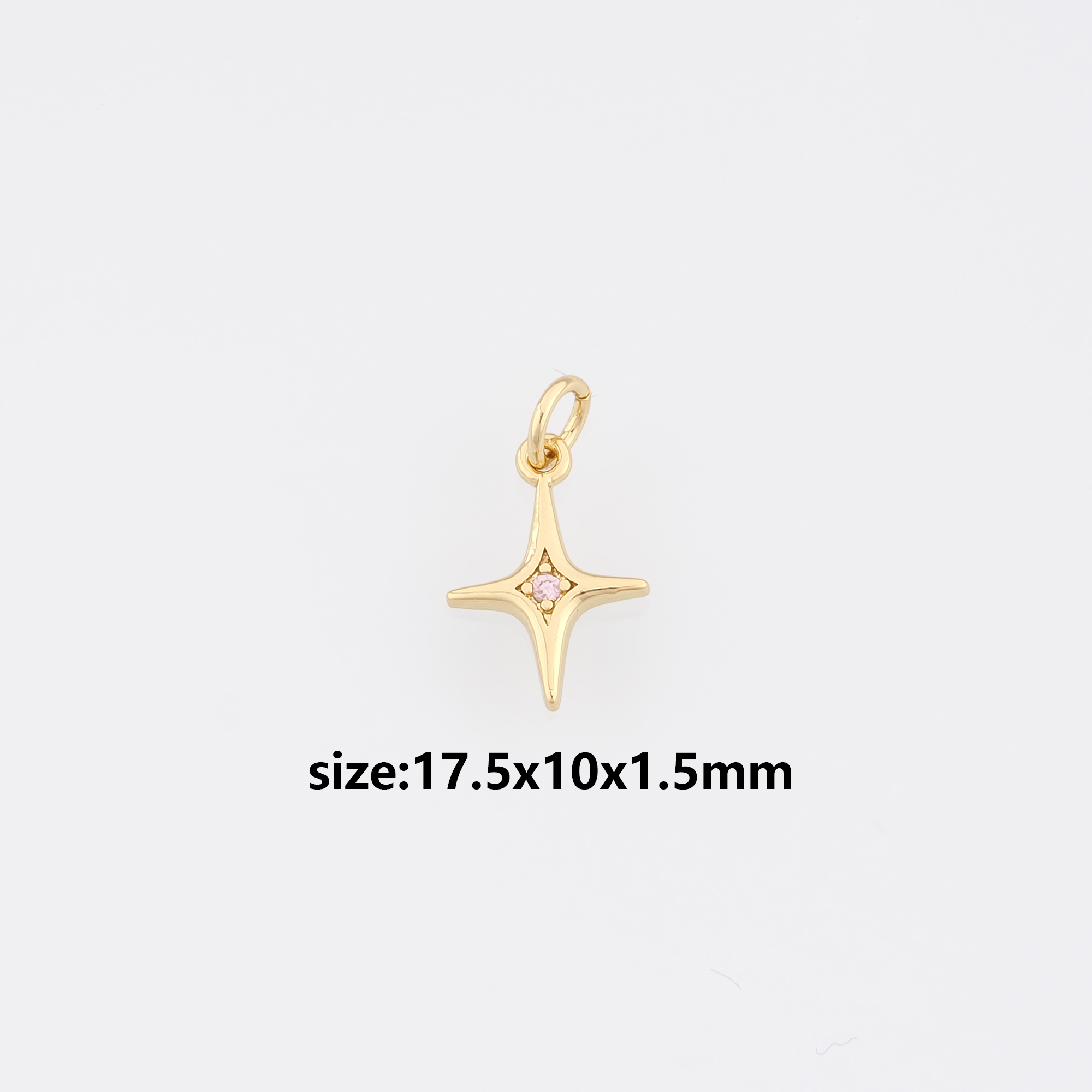 18K Gold Filled North Star Pendant,CZ Micro Pave Celestial Charm Earrings Necklace for DIY Jewelry Making Supply