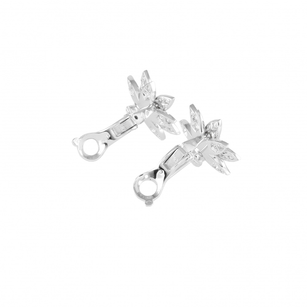 Van Cleef & Arpels Lotus Earrings 18K White Gold Diamond VCARO96B00