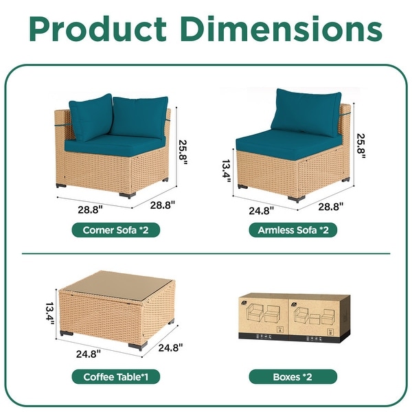 UPHA 5Piece Patio Furniture Wicker Sofa Set with Cushions