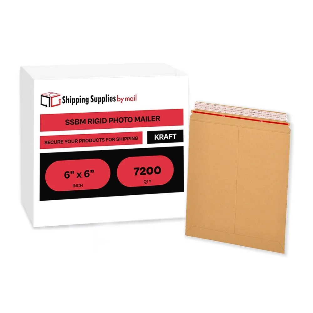 SSBM 7200 Pack Rigid Mailers with Self Adhesive Seal, Kraft Cardboard Envelopes for Shipping Photo, Documents, Letters, Packaging Supplies, 6