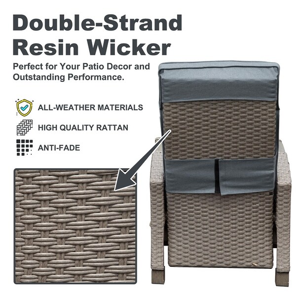 Patio Adjustable Recliner Chair with HandWoven Wicker