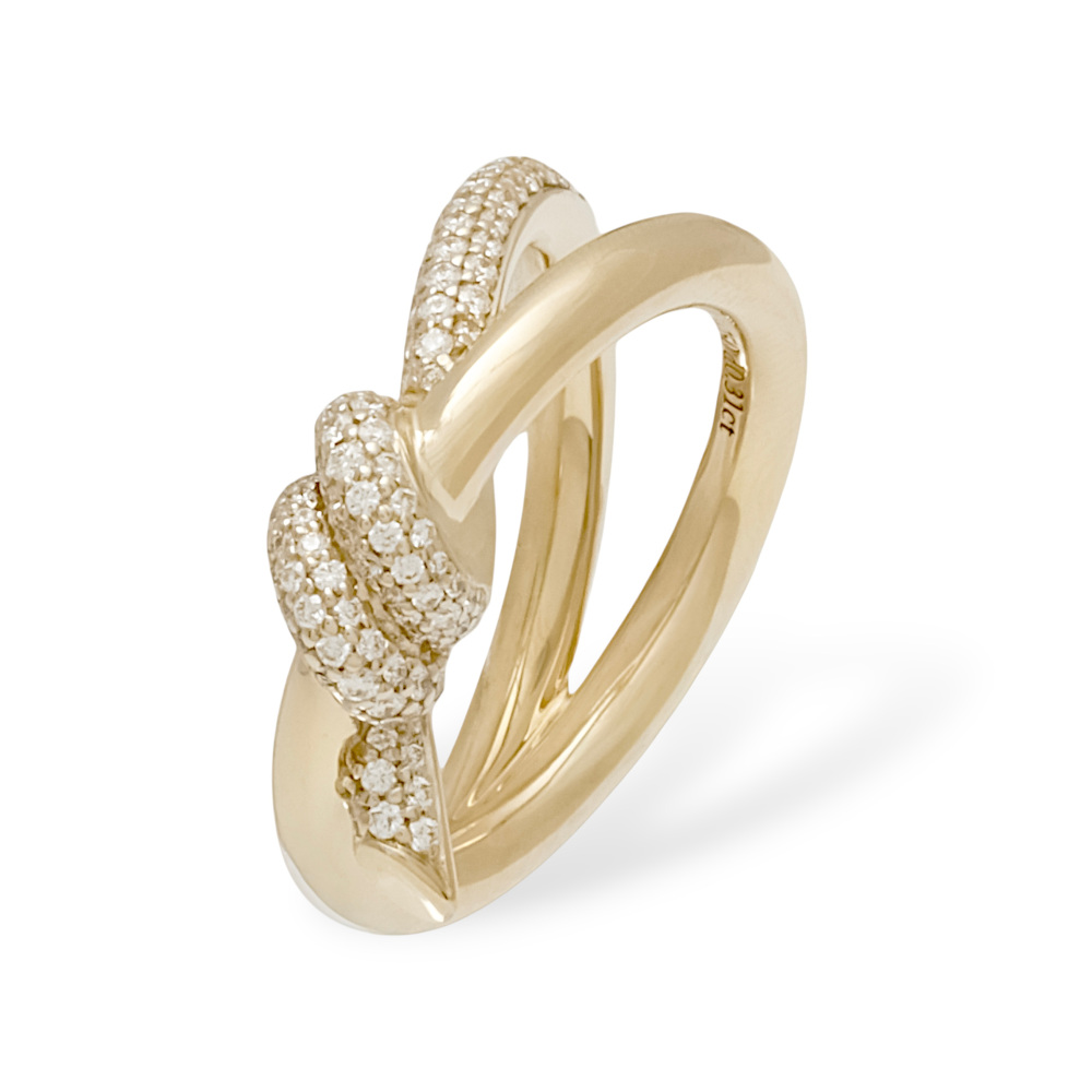 Tiffany & Co. Knot Double Row Ring 18K Yellow Gold Diamond 69346642
