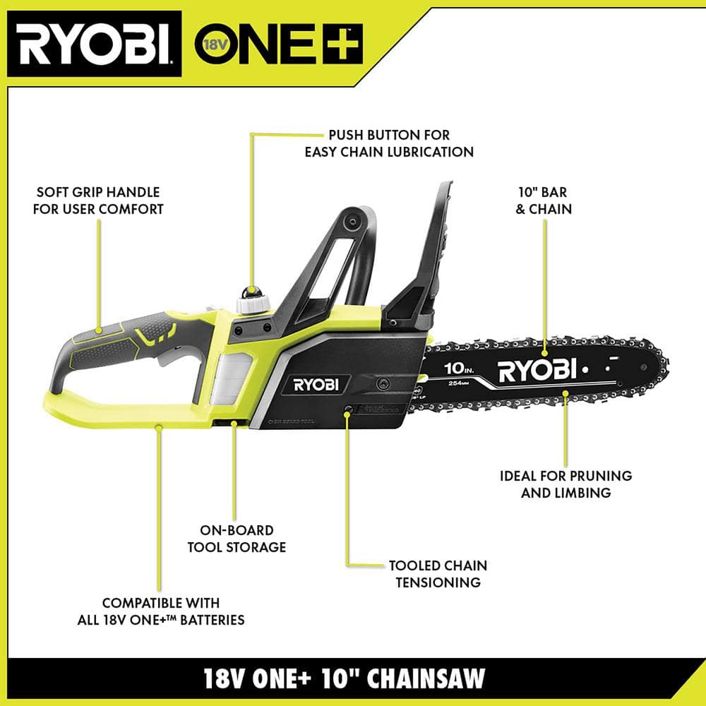 ONE+ 18V 10 in. Battery Chainsaw with 1.5 Ah Battery and Charger P547