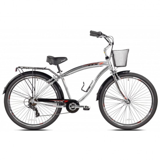 29″ Men’s, GS7 Multi-Speed Cruiser Bike, Silver