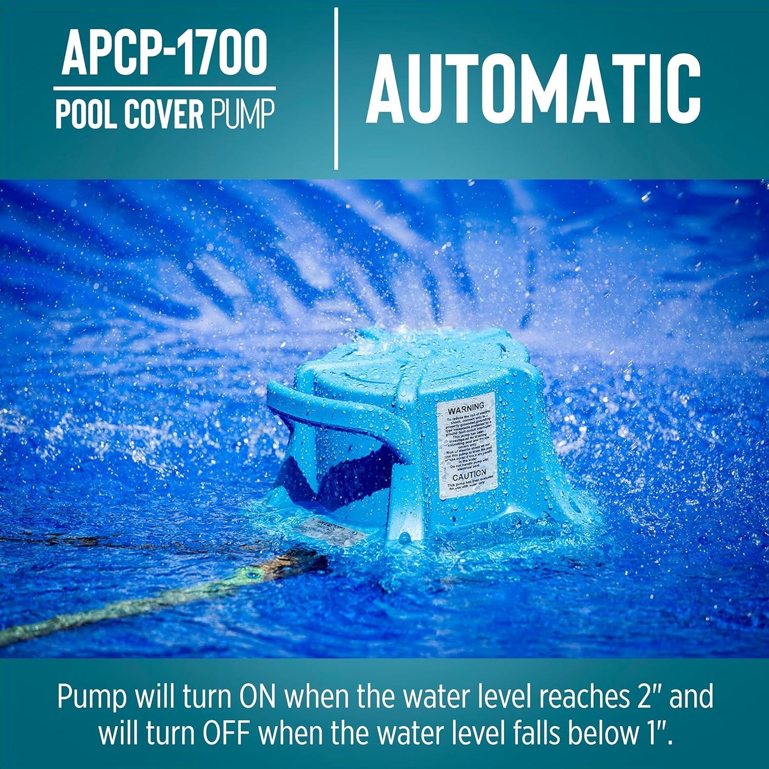 115-Volt, 1/3 HP, 1745 GPH, Automatic, Submersible, Swimming Pool Cover Pump with 25-Ft. Cord, Light Blue