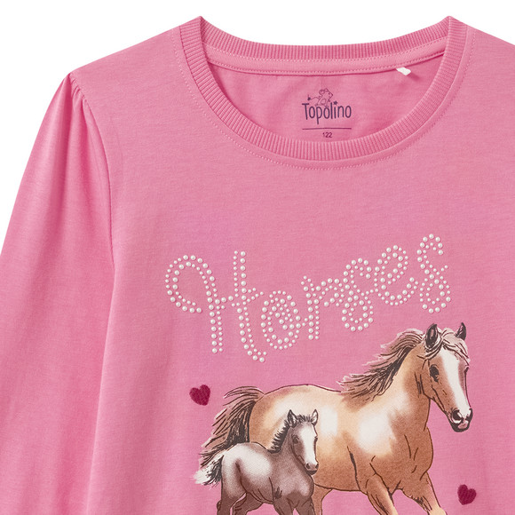 Topolino Mädchen Langarmshirt mit Pferde-Print