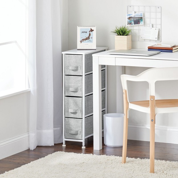 Mdesign Narrow Dresser Storage Tower Stand With 4 Fabric Drawers