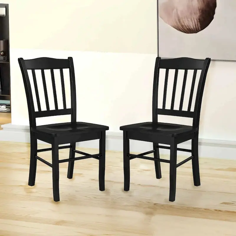 Shaker-Style Side Dining Chairs (Set of 2) – Classic Wooden Design with Slatted Backs