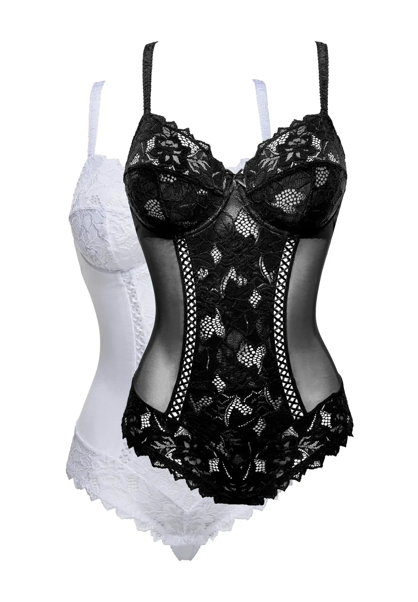 Lot de 2 bodys Arum Noir et Blanc