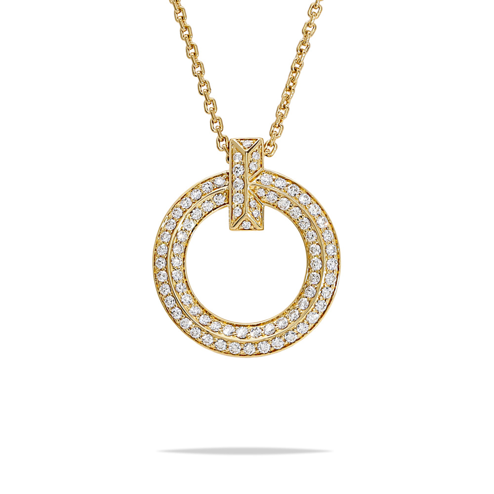 Tiffany & Co. Tiffany T One Circle Necklace 18K Yellow Gold Diamond 72154584