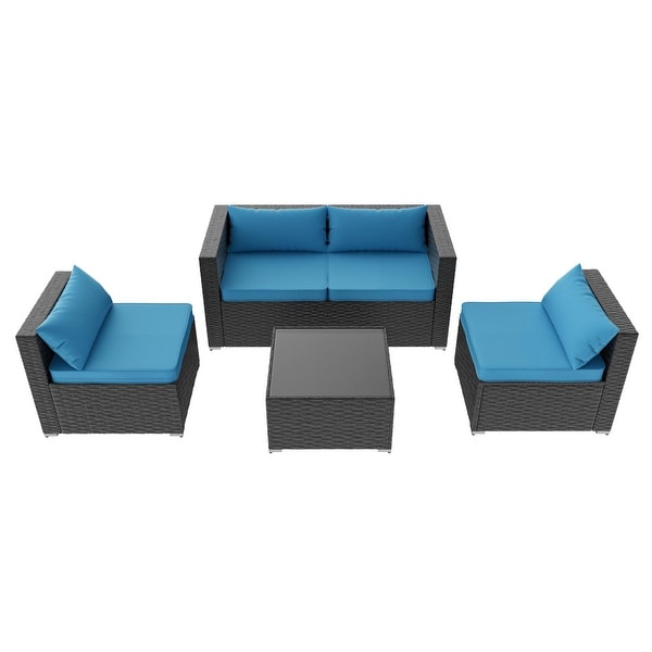 5Piece Patio Wicker Rattan Sectional Sofa Set