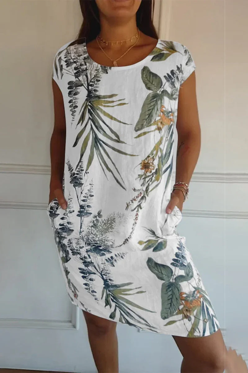 Floral Print Pocket A-Line Casual DressClistos