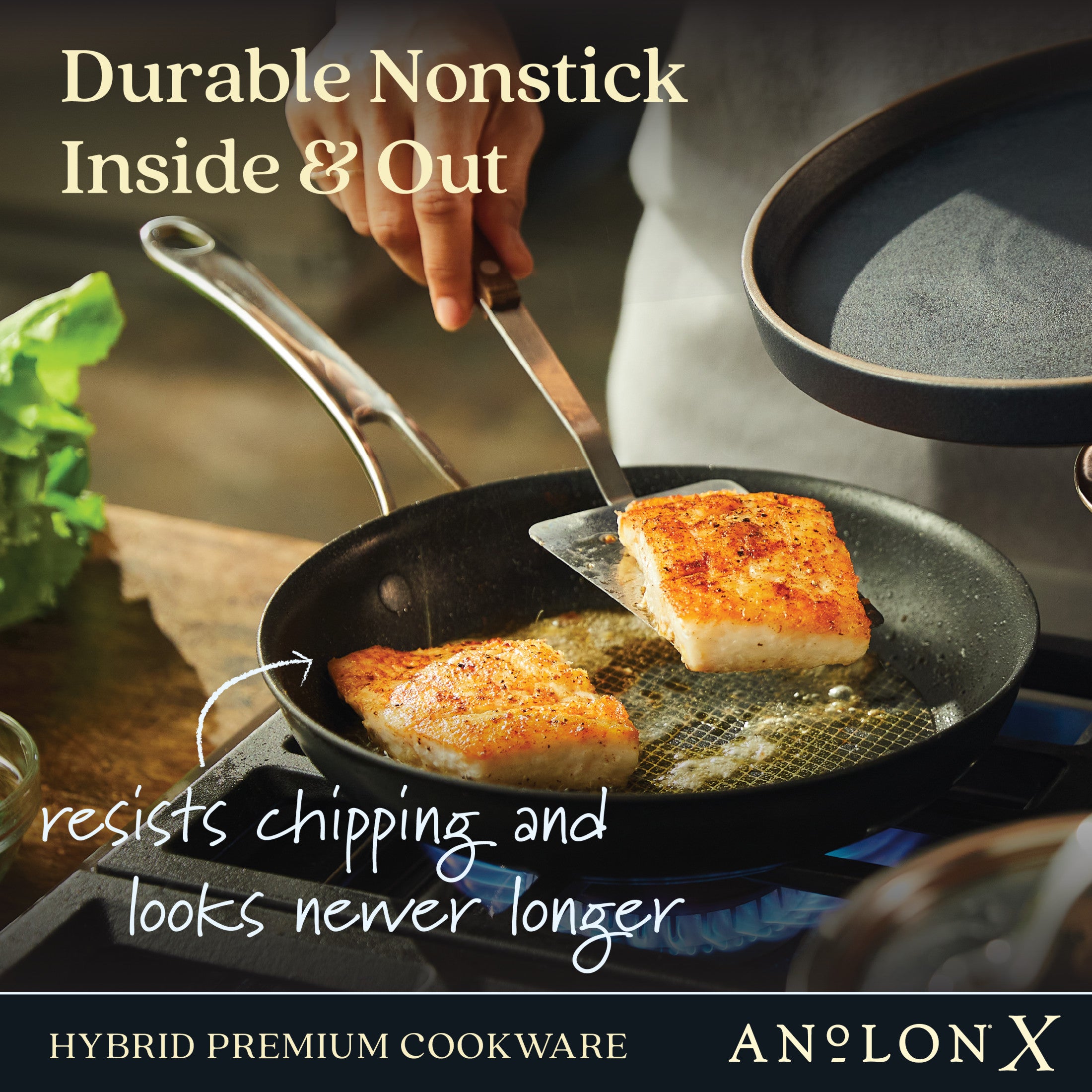Anolon X Hybrid Nonstick Induction Frying Pan Twin Pack Set, 2-Piece, Super Dark Gray