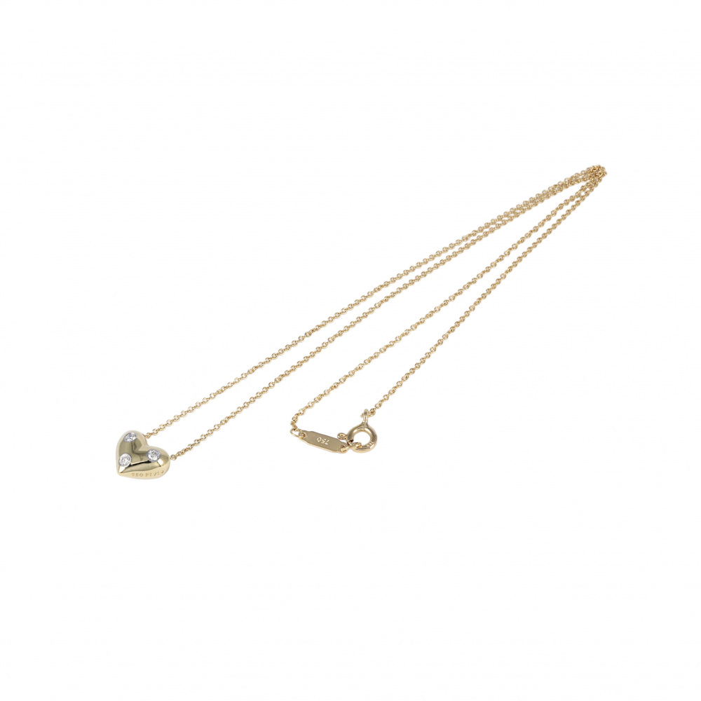 Tiffany & Co. Tiffany Dots Heart 3PD K18YG Yellow Gold PT950 Necklace Platinum & 18K Yellow Gold Diamond