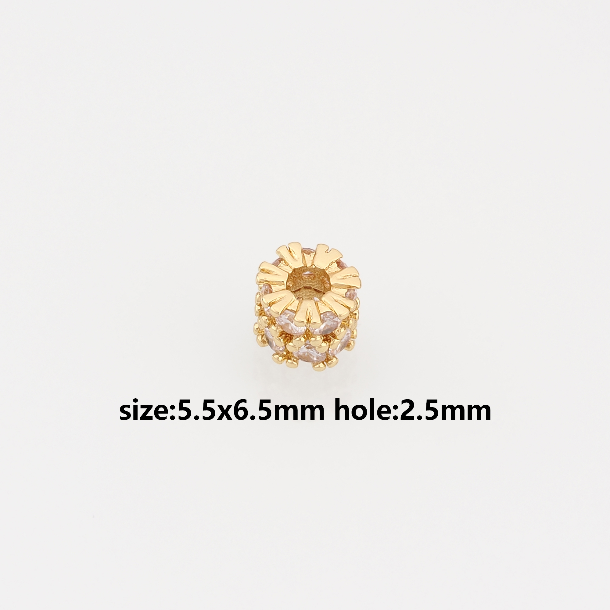 18K Gold Filled Cylinder Spacer Beads,CZ Micro Pave Barrel Beads for Bracelet Jewelry Necklace Making Supply