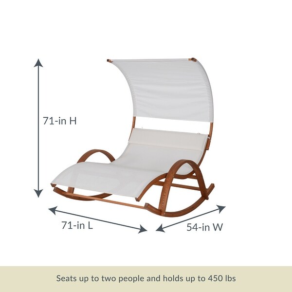 Island Retreat Bentwood Breeze Wood Frame Dual Rocking Lounger With Canopy