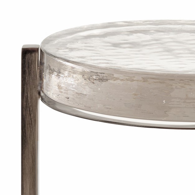 Kate And Laurel Aguilar Round Metal Drink Table 9x9x23 Pewter