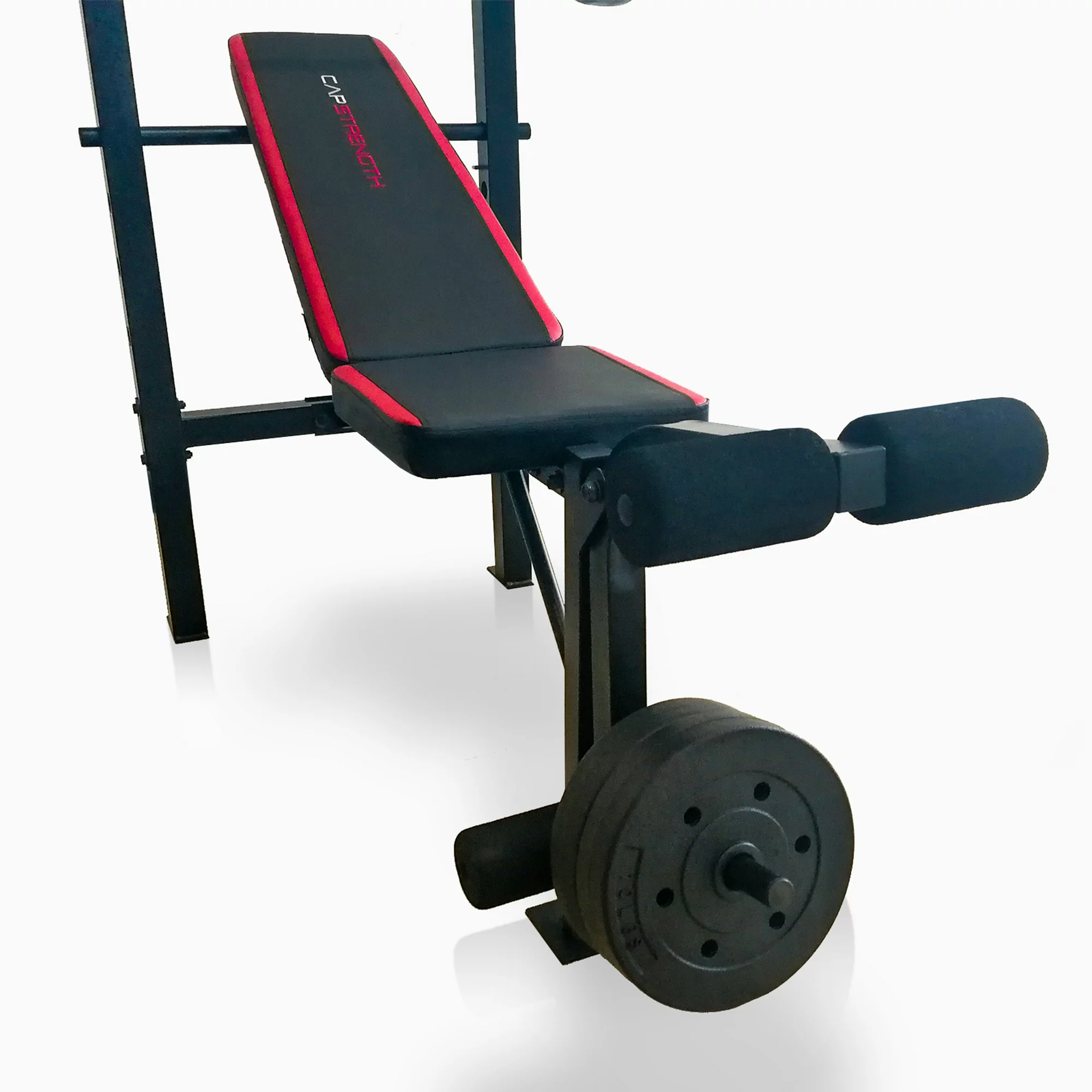 CAP Strength Adjustable Standard Combo Weight Bench with Rack and Leg Extension and 90 lb. Vinyl Weight Set💝 Last Day For Clearance