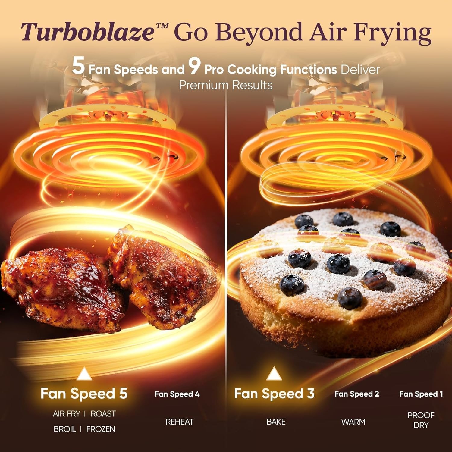 6.0QT Air Fryer 10-in-1, 5-Speed Airflow, 90-450°F Temp Control, Quiet Operation