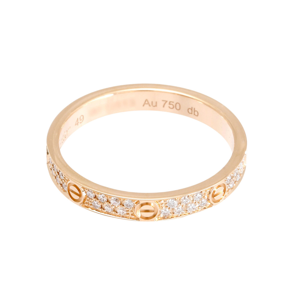 Cartier Love Pave Ring 18K Rose Gold Diamond B4218100