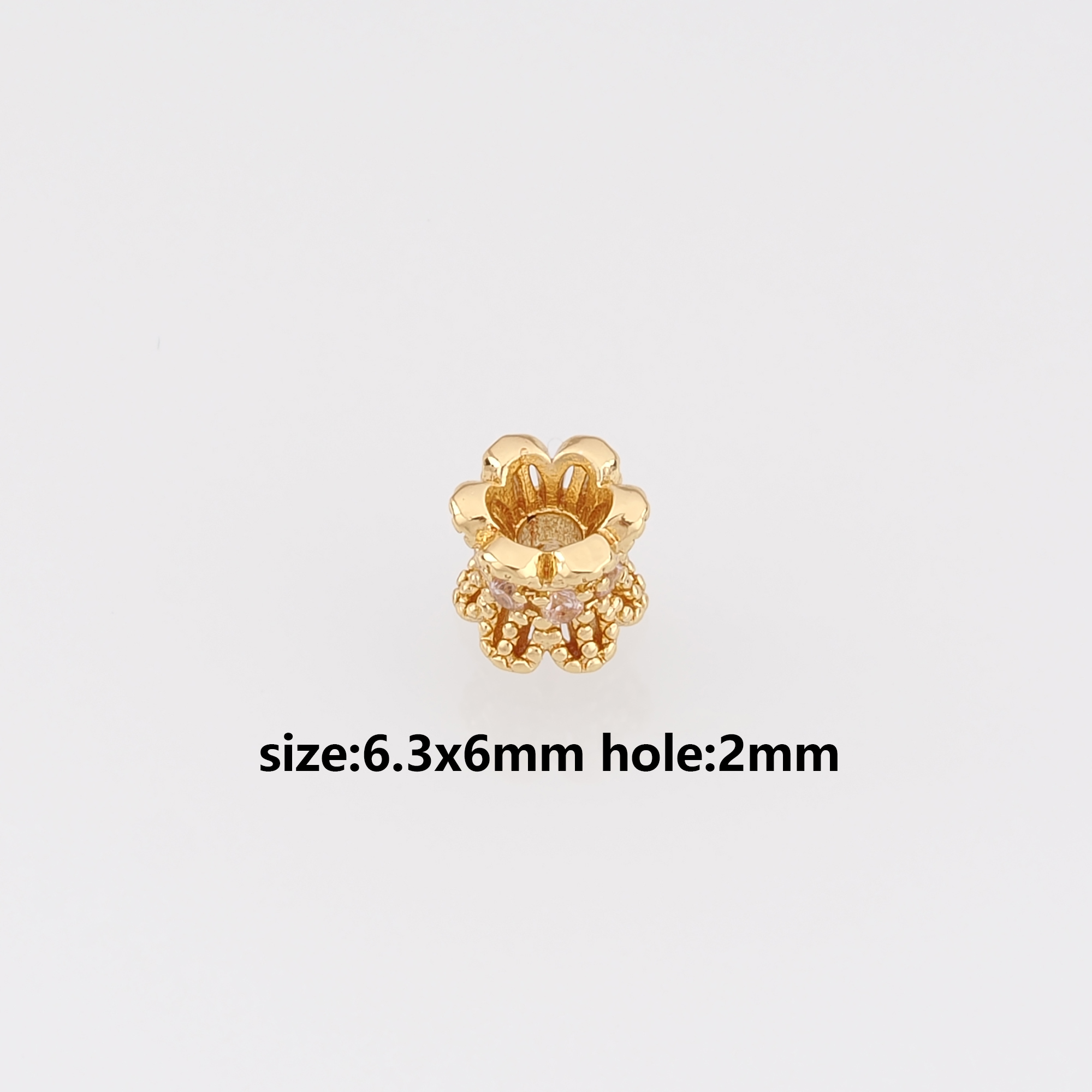 18K Gold Filled Flower Spacer Beads,CZ Micro Pave Barrel Beads for Bracelet Jewelry Necklace Making Supply