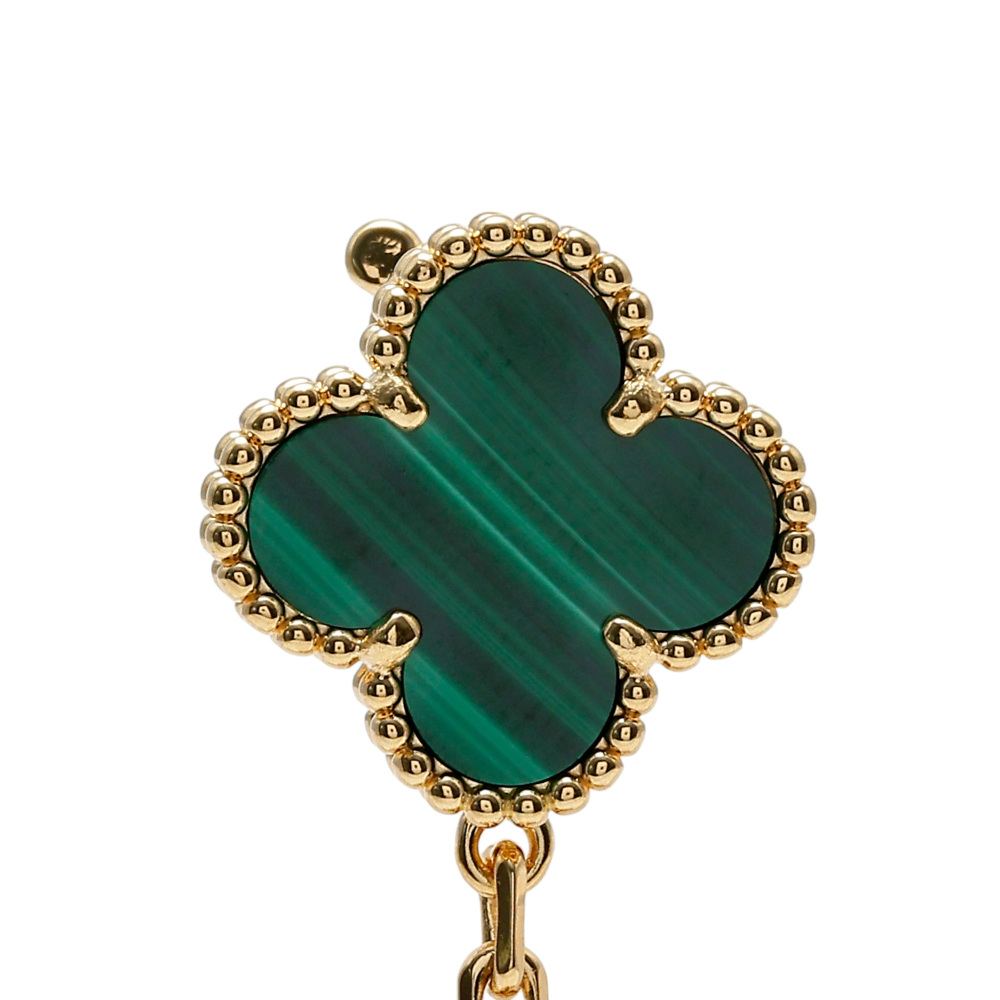 Van Cleef & Arpels Magic Alhambra 3 Motifs Earrings 18K Yellow Gold Malachite VCARO2AG00