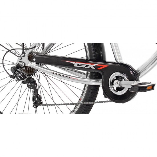 29″ Men’s, GS7 Multi-Speed Cruiser Bike, Silver