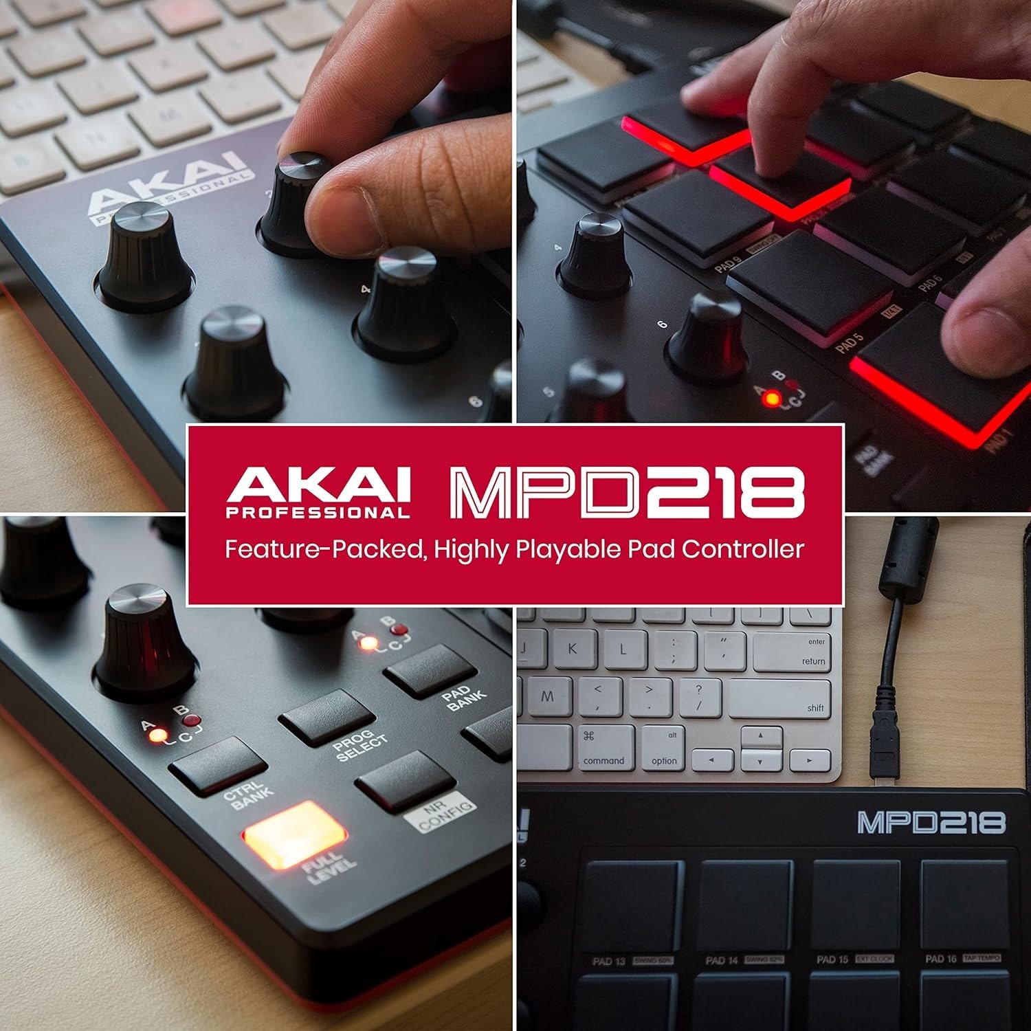 22-Key USB MIDI Controller with 16 MPC Drum Pads, 6 Assignable Knobs, Note Repeat and Full Level Buttons and Production Software