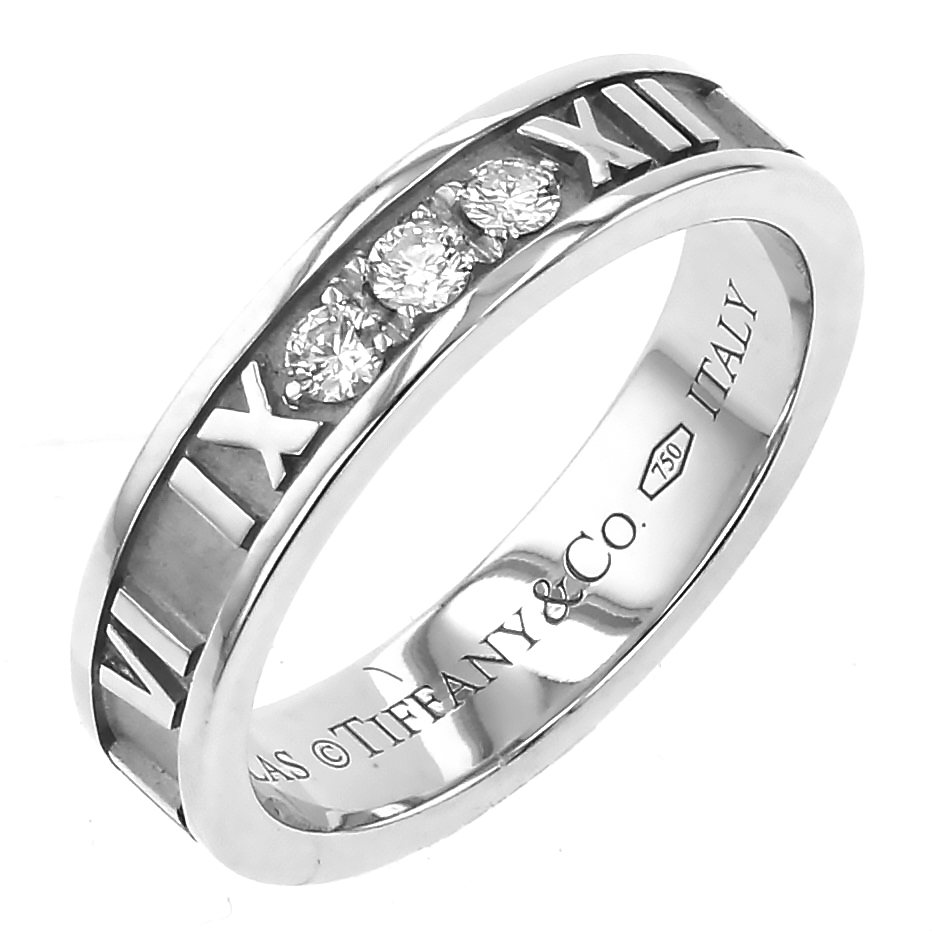 Tiffany & Co. Atlas 3PD Diamond Ring 18K White Gold