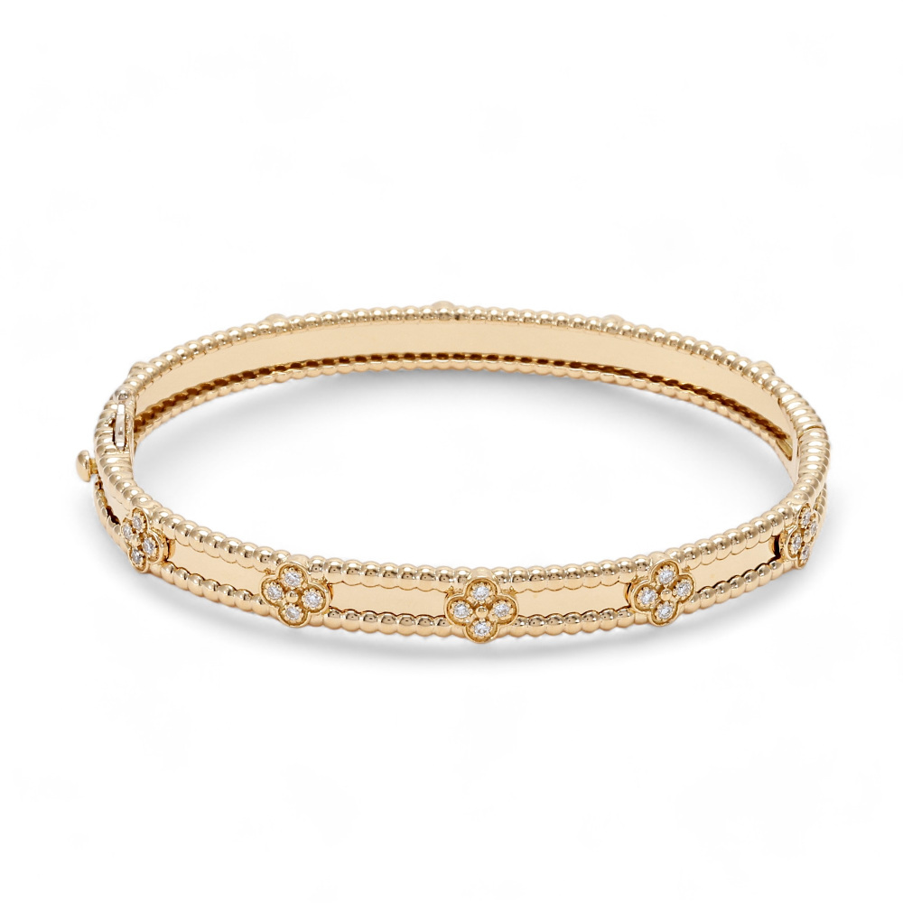 Van Cleef & Arpels Perlet Sweet Clover Bracelet 18K White Gold & 18K Yellow Gold Diamond VCARP6X600