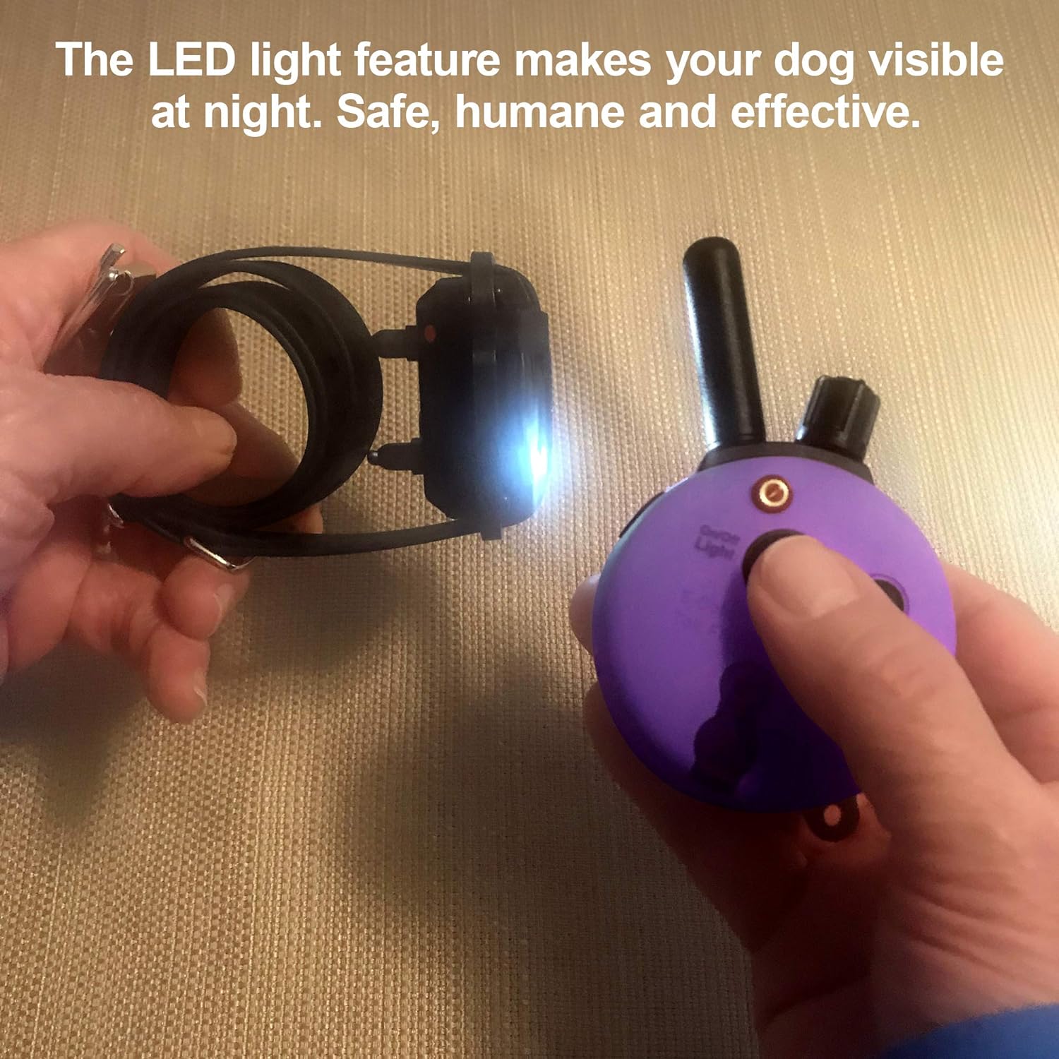 Humane Dog Training Collar with Remote, Features 100 Levels of Safe Stimulation, Tapping Sensation, Night Light, Waterproof, Rechargeable, 1 Mile 1 Dog, Black