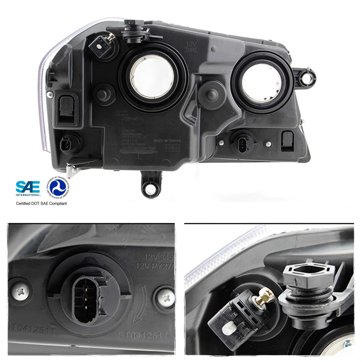 Fits 08-14 Dodge Avenger Black Replacement Headlights Headlamps Left + Right