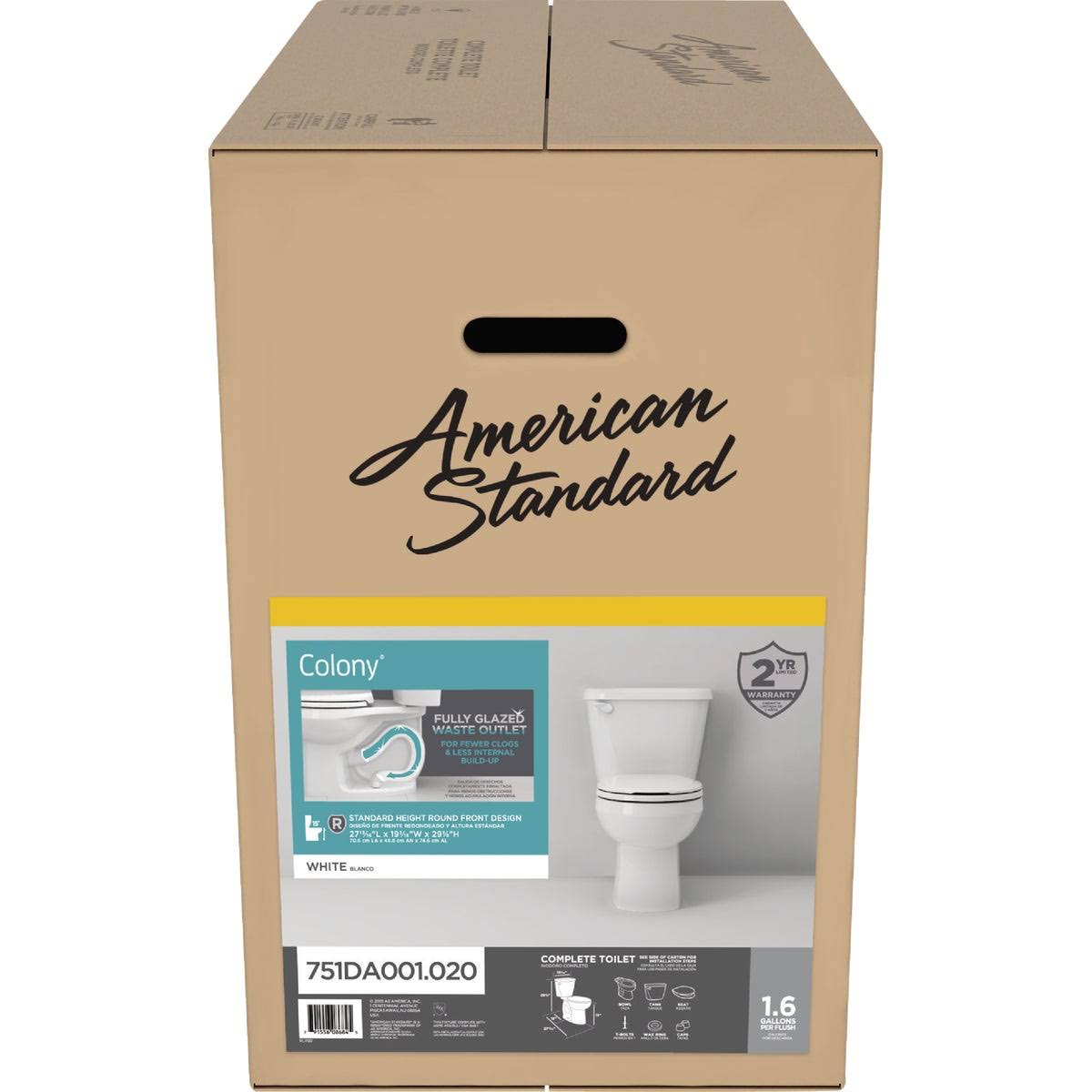 American Standard Brands 751da001.020 White Round Toilet to Go