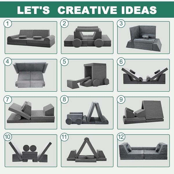 DoCred Kids Couch Play Set Modular Convertible Sofa Creative Kids Sofa