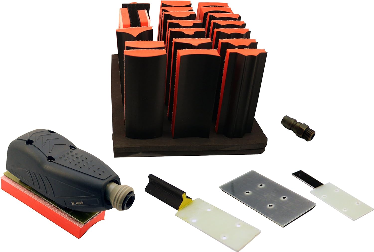 99515 Pneumatic Line Profile Sander 21 Pieces With 14 Profile Shape Blocks And Hardshell Carrying Case, 2-3/8