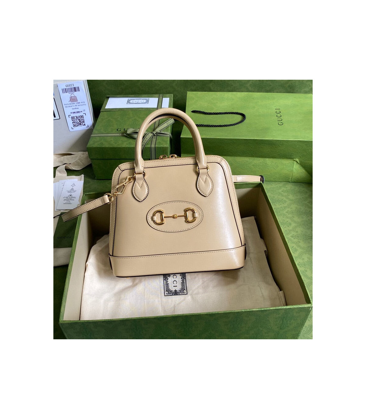Gucci Horsebit 1955 Small Top Handle Bag in Wheat Leather