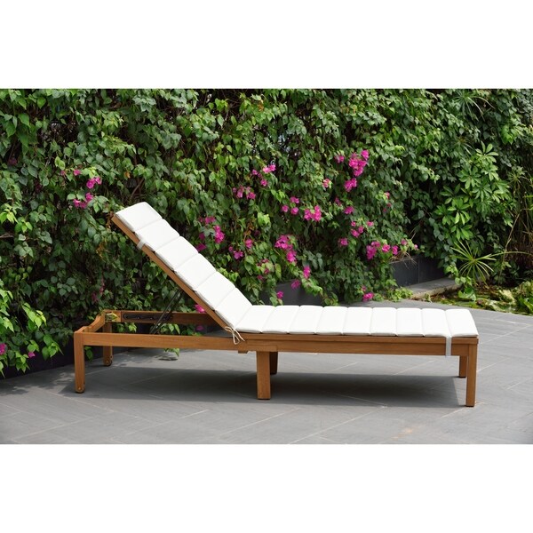 Amazonia Katia Eucalyptus/Teak Finish Outdoor Chaise Lounger with Grey Cushion