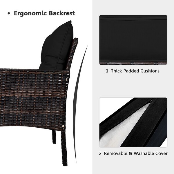 Gymax 5PCS Patio Set Sectional Rattan Wicker Furniture Set w/ Black