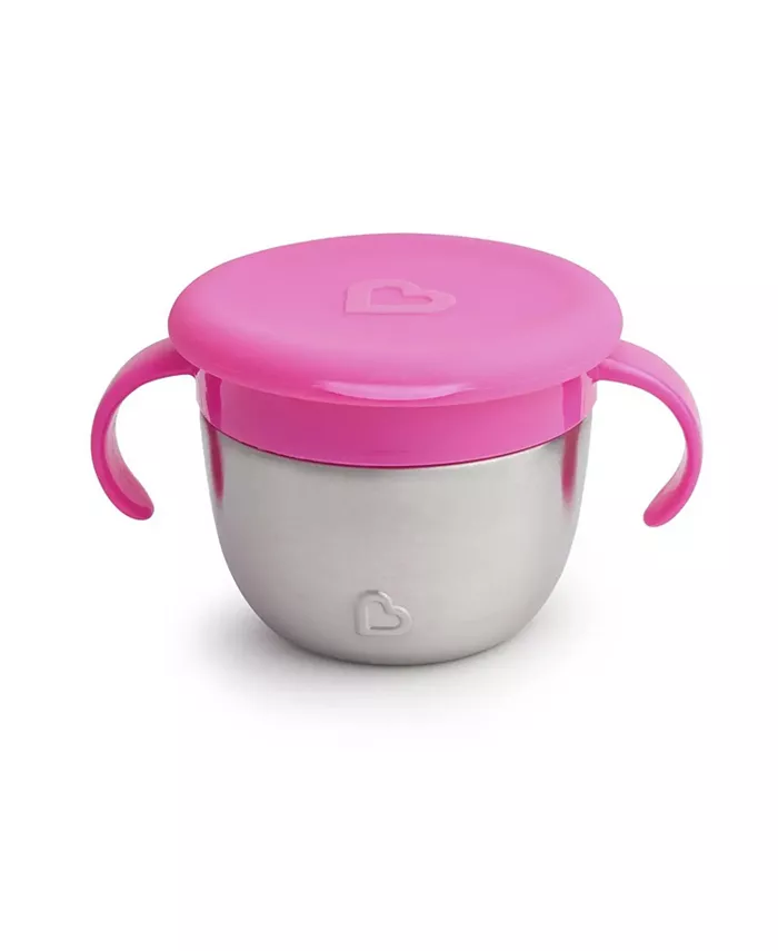 Munchkin Toddler Stainless Steel Snack Catcher with Lid, 9 Ounce, Pink