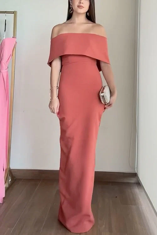 Elegant Off Shoulder Maxi Dress | Formal Evening GownClistos