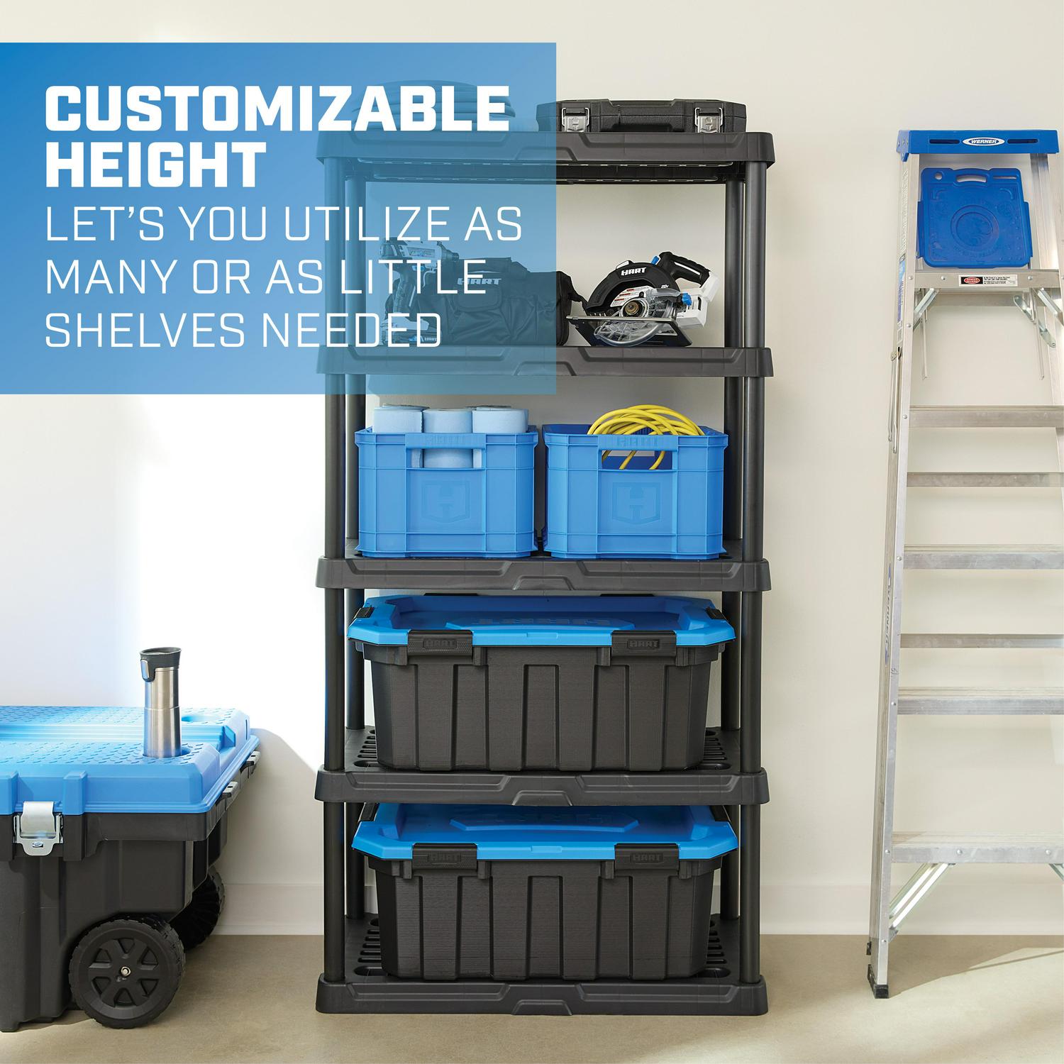 HART 5-Tier 18 x 36 x70.2 Ventilated Plastic Wall Shelf Unit, 750lb Capacity