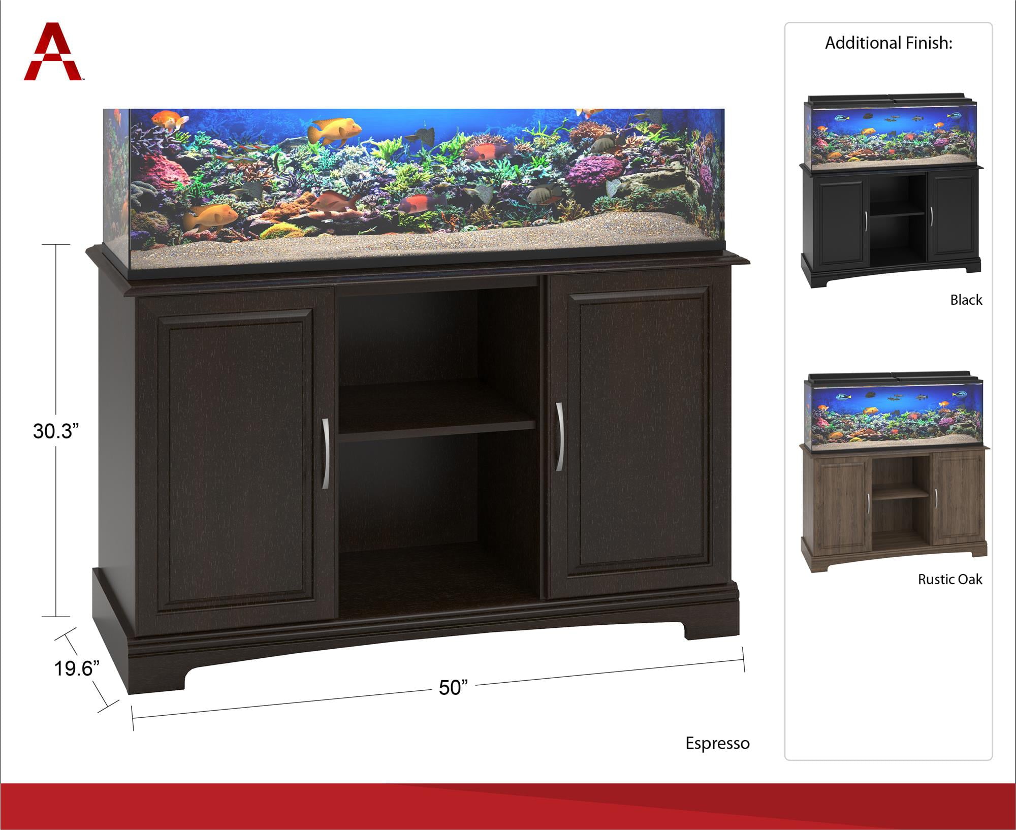 Ameriwood Home Alta Vista 50 – 75 Gallon Aquarium Stand, Rustic Oak