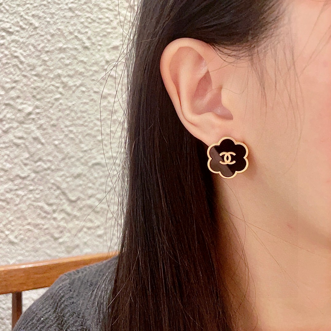 Chanel Camellia Double C Stud Earrings - cnluxepick