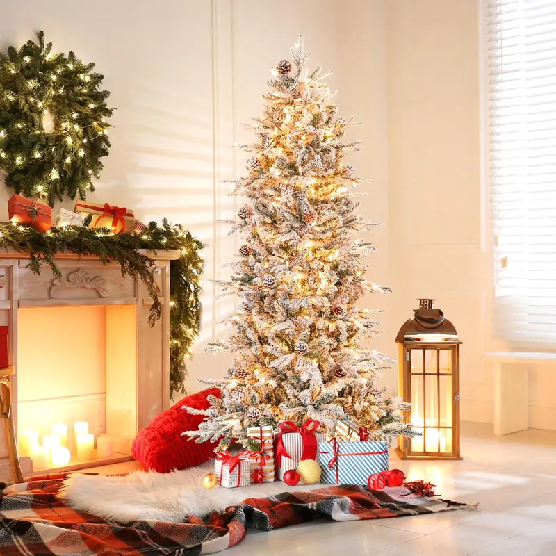 Slender Artificial Christmas Tree (5–8 ft) with Quick-Shape Technology