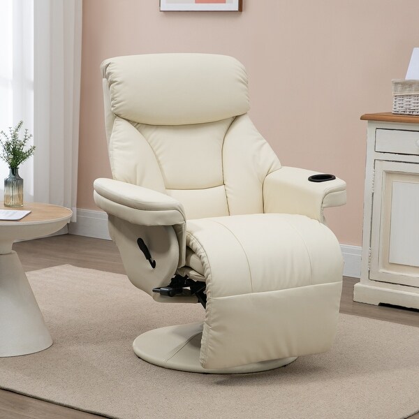 Considerate Design 360�� Swivel Manual Recliner with Cup Holder,Modern Lounge Armchair with Side Pocket