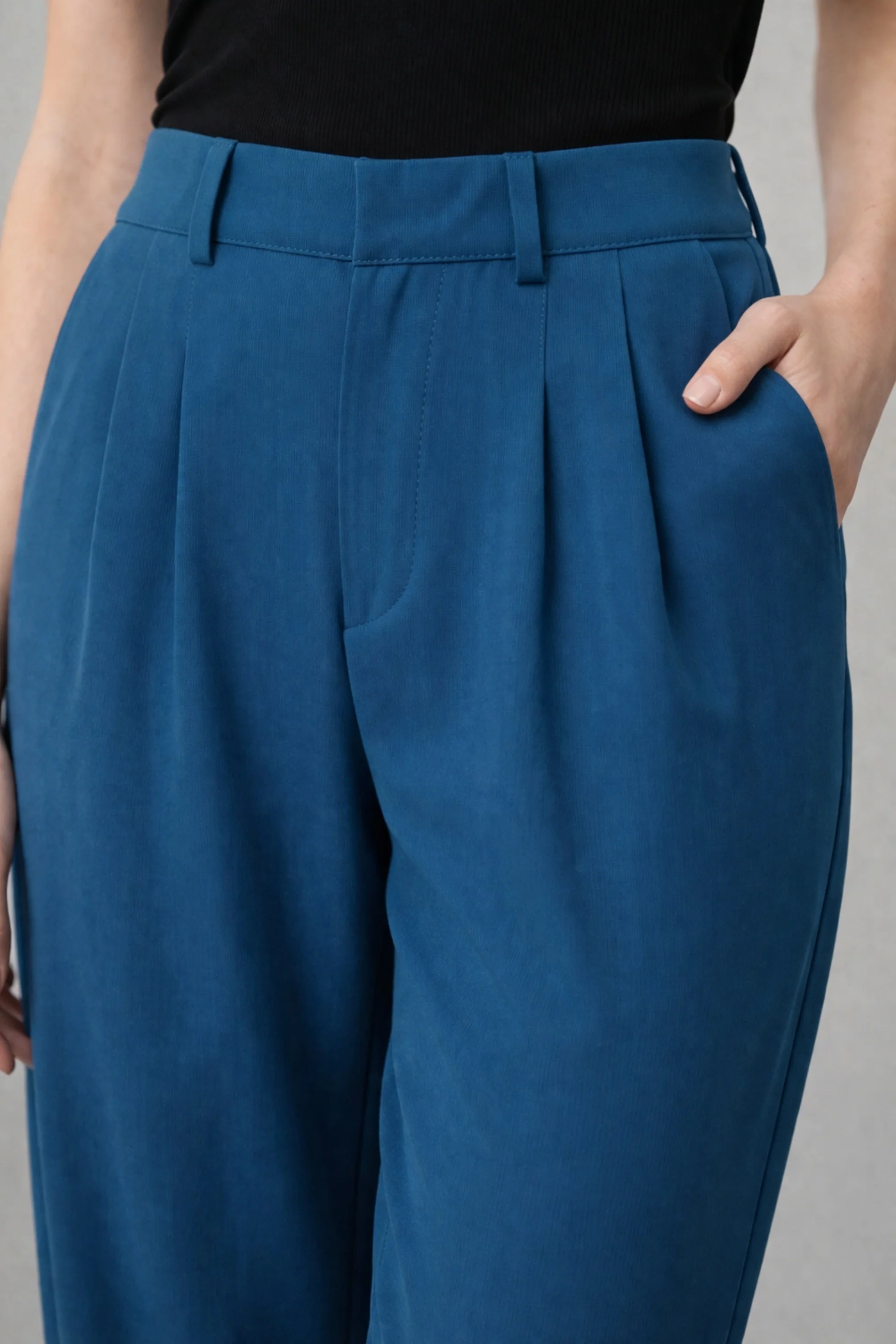 Straight Fit Blue Korean Trouser